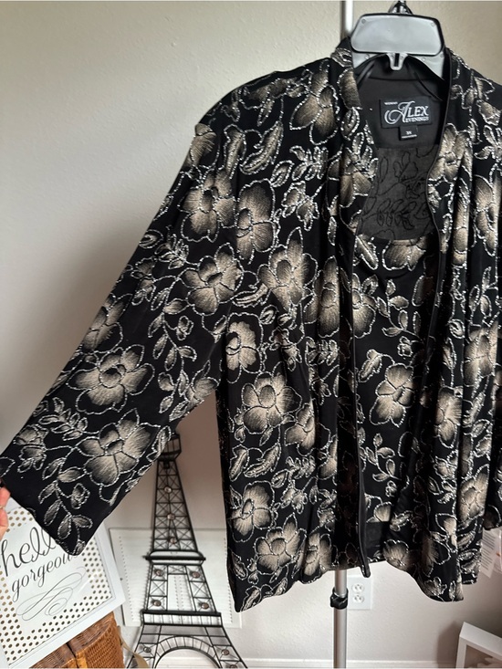 NWT Alex Evenings Printed Mandarin Neck Twinset Plus Size 3X Set Tank & Jacket